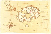 This treasure map show's an island in the shape of a skull, and there's an 'x' where the gold is. Please check out my other images :) 