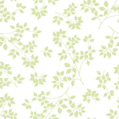 Tree branch with leaves seamless vector pattern