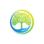 istock Tree Logo design vector illustration. Abstract Tree Logo vector in creative design concept for nature, agriculture and farm business. Tree Logo, icon, sign and symbol vector design illustration. 1263327539