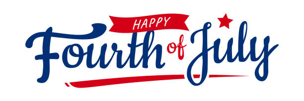 Trendy Fourth of July hand-lettering design with star and ribbon. Vector design. Independence Day is a federal holiday in the United States commemorating the Declaration of Independence of the United States, on July 4, 1776. happy 4th of july stock illustrations