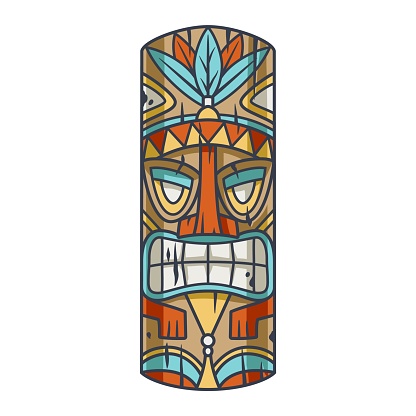 Trendy hawaii tiki mask or face idol. Ethnic totem