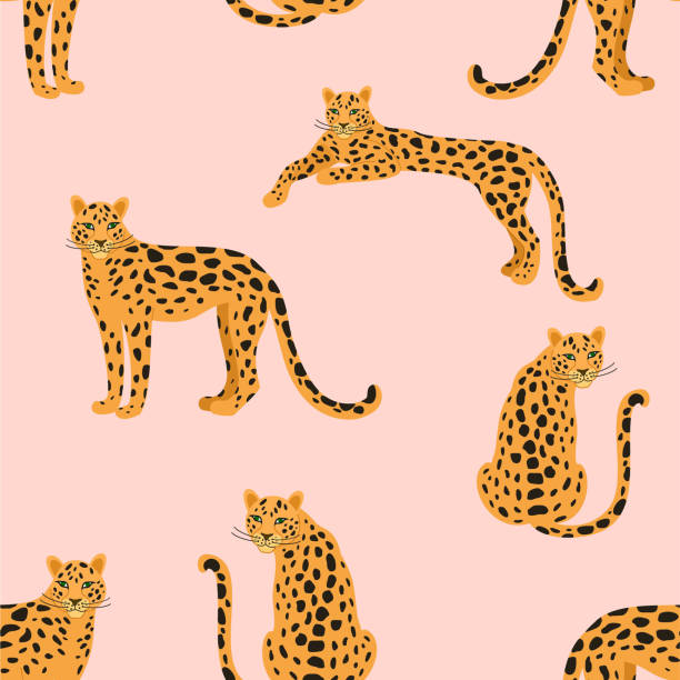 bildbanksillustrationer, clip art samt tecknat material och ikoner med trendigt leopardmönster. vector smidig konsistens. - leopard