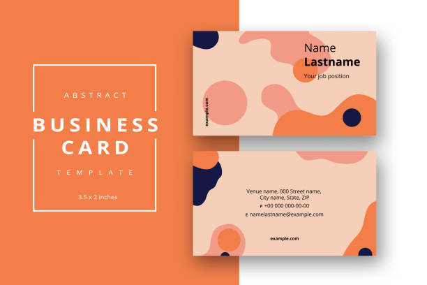 Trendy minimal abstract business card template. Modern corporate stationery id layout with geometric pattern. Vector fashion background design with information sample name text. Trendy minimal abstract business card template. Modern corporate stationery id layout with geometric pattern. Vector fashion background design with information sample name text. businessman borders stock illustrations
