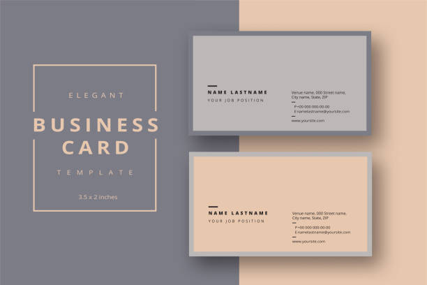 Trendy minimal abstract business card template. Modern corporate stationery id layout with geometric pattern. Vector fashion background design with information sample name text. Trendy minimal abstract business card template. Modern corporate stationery id layout with geometric pattern. Vector fashion background design with information sample name text. business card design stock illustrations