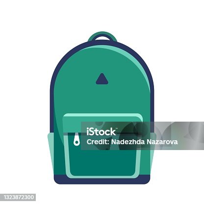 istock Trendy modern green backpack isolated on white background. 1323872300