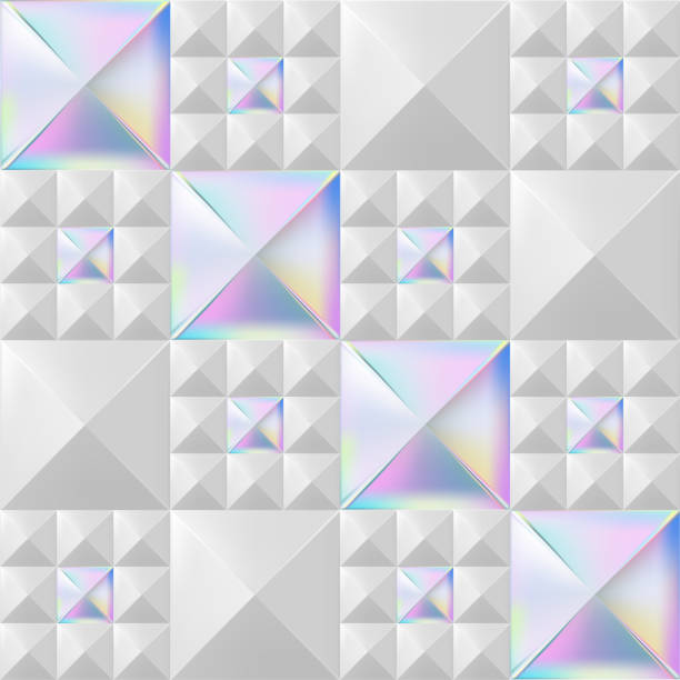 트렌디한 매끄러운 리벳 패턴, 화이트 &amp; 홀로그램 - holographic foil stock illustrations