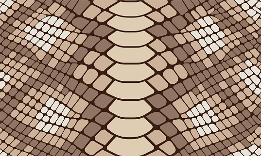 Trendy snake skin vector seamless pattern. Hand drawn wild animal reptile skin, natural brown python repeat texture for fashion print design, fabric, textile, wrapping paper, background, wallpaper