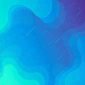 Modern and trendy background. Beautiful starry sky with fluid, geometric and gradient shapes. This illustration can be used for your design, with space for your text (colors used: Turquoise, Blue, Purple). Vector Illustration (EPS10, well layered and grouped), format (1:1). Easy to edit, manipulate, resize or colorize.