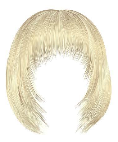 trendy  woman  hairs bob kare with fringe  . light  blond  colors . medium length . beauty style . realistic  3d .