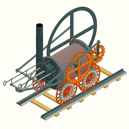 Trevithick's first steam-powered locomotive engine 1802