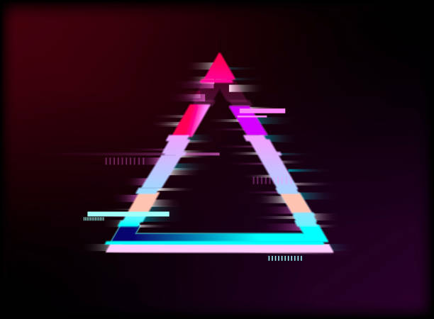 Triangle detail in Glitch effect. synthwave style. futuristic. Vhs. retro. Vaporwave.  Vector illustration design Triangle detail in Glitch effect. synthwave style. futuristic. Vhs. retro. Vaporwave.  Vector illustration design vaporwave stock illustrations