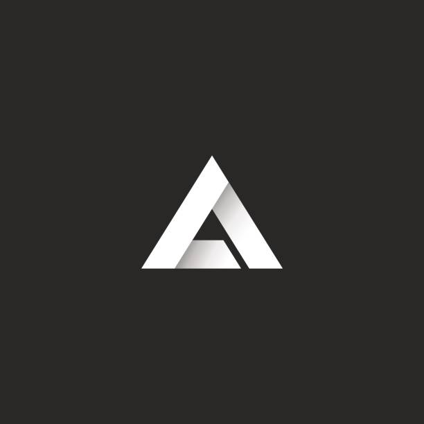 Triangle Gradient White Stripe Style, Sharp Corner Geometric Overlapping Shape, Idea Abstract Letter A Or Delta Symbol Emblem
