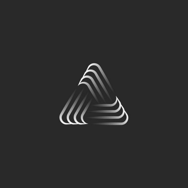 Triangle logo alliance symbol, infinity geometric shape, black and white overlapping thin lines hipster pyramid form Triangle logo alliance symbol, infinity geometric shape, black and white overlapping thin lines hipster pyramid form coalition stock illustrations