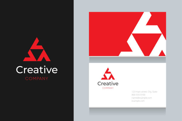 Triangle logo with business card template. Triangle logo with business card template. Vector graphic design elements editable for company and entrepreneur. entrepreneur backgrounds stock illustrations