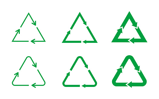 Triangular Arrows Sign Set Set Of Green Recycling Symbols ...
