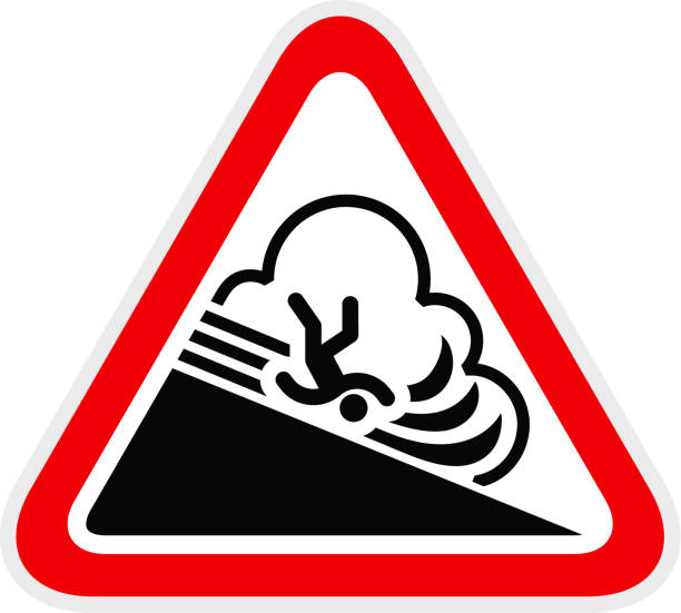 треугольный красный предупреждающий символ опасности, векторная иллюстрация - avalanche stock illustrations