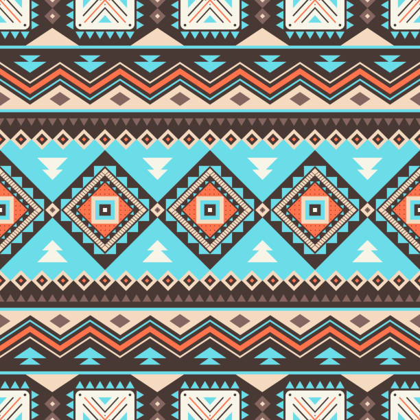 Tribal geometric seamless pattern. Tribal striped seamless pattern. Aztec geometric vector background. Can be used in textile design, web design for making of clothes, accessories, decorative paper, wrapping, envelope; backpacks, etc. navajo culture stock illustrations