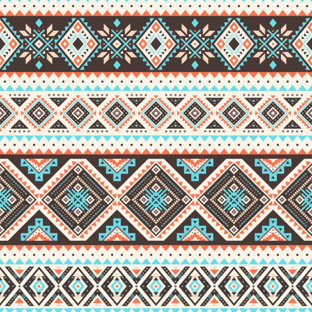 Tribal geometric seamless pattern. Tribal striped seamless pattern. Aztec geometric vector background. Can be used in textile design, web design for making of clothes, accessories, decorative paper, wrapping, envelope; backpacks, etc. navajo culture stock illustrations