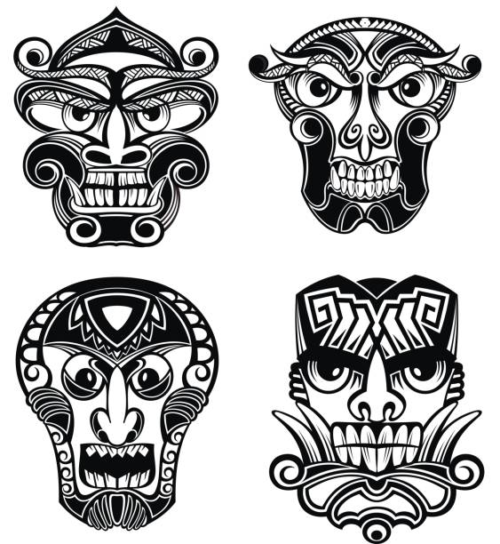 Best Background Of Totem Pole Faces Illustrations, Royalty-Free Vector ...