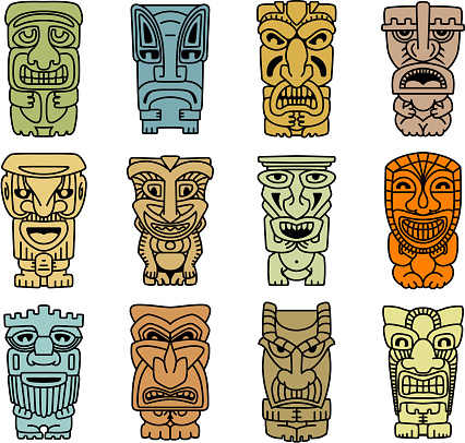 Tribal masks of idols and demons