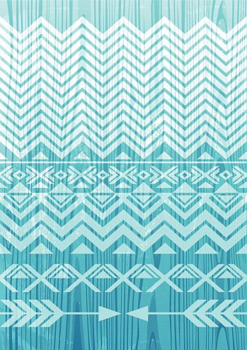Tribal pattern on wooden background