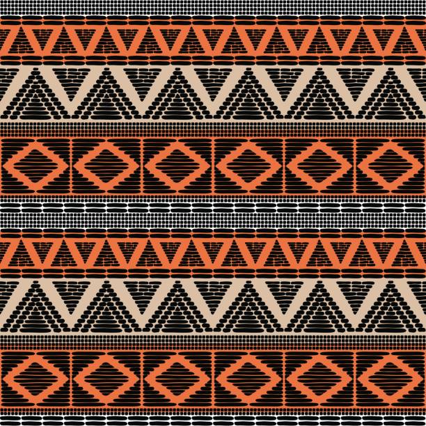 Tribal pattern vector seamless Tribal pattern vector seamless. African print with in ethnic colors. Background for fabric, wallpaper, wrapping paper and card template. african culture stock illustrations