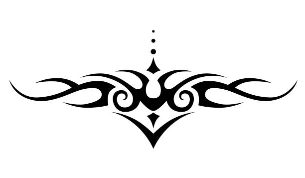 ilustrações, clipart, desenhos animados e ícones de tatuagem tribal. decoração de ornamento de padrão de borda do vetor. - lombar