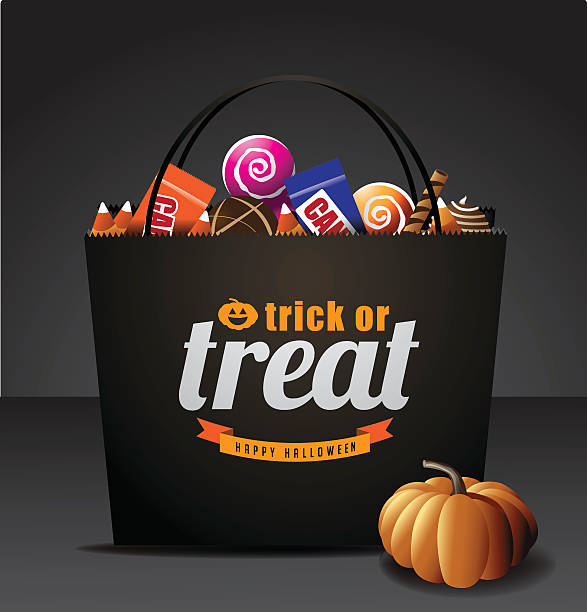 Trick or Treat Halloween bag vector art illustration