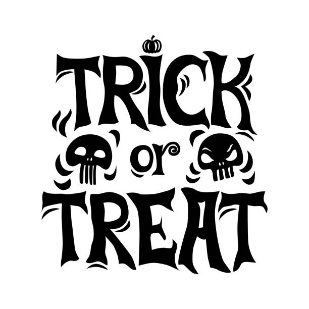Trick or treat Halloween greeting card. Isolated background. Trick or treat Halloween greeting card. Isolated background. trick or treat stock illustrations