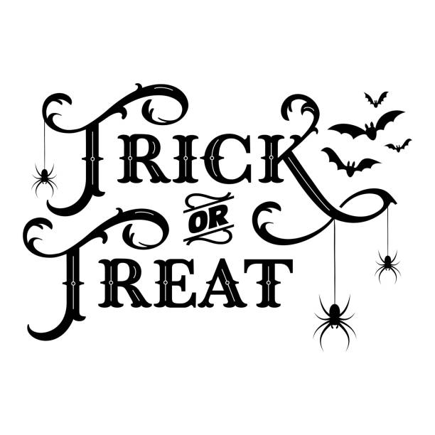 Trick or Treat Text Banner, Vector No layers trick or treat stock illustrations