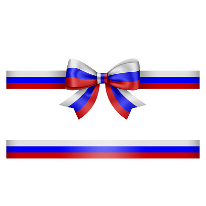 tricolor bow and ribbon. white, blue and red bow with ribbon. russian flag colors