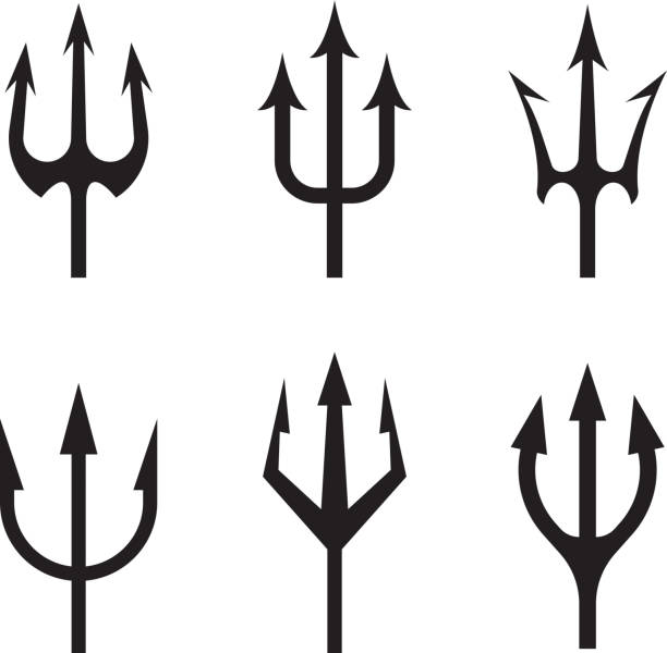 Trident, icon set Vector illustration isolated on white background trident spear stock illustrations