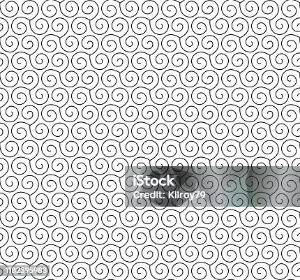 istock Triple spiral line symbol black on white elegant seamless pattern background 1182395983