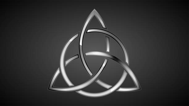 Triquetra is a symbol of Scandinavian mythology. Geometric logo vector art illustration