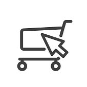 istock trolley with computer mouse pointer, concept of online shopping, e-commerce 1319804005