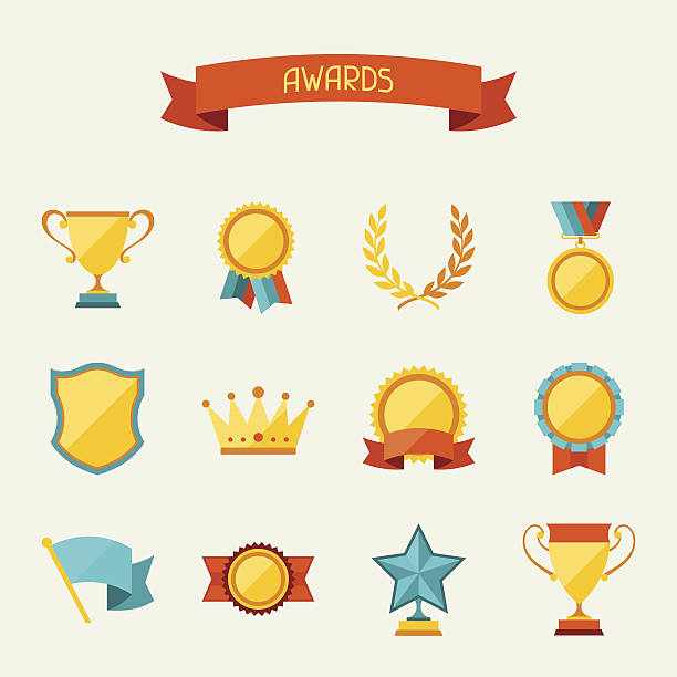 Trophy and awards icons set. Trophy and awards icons set. award illustrations stock illustrations