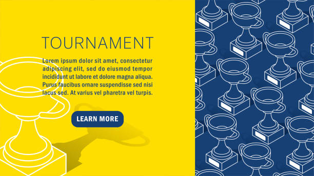 Trophy Winner Champion Awards Team Sport Competition Tournament Isometric Pattern Background Isometric vector illustration background pattern with trophies. Team sports, champion, competition, sporting event, tournament, winner, winning, awards, flyer, brochure cover sample. Landing web page template banner with copy space. award patterns stock illustrations
