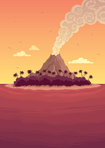 Tropical Island 2 Tropical island with smoking volcano. big island hawaii islands stock illustrations