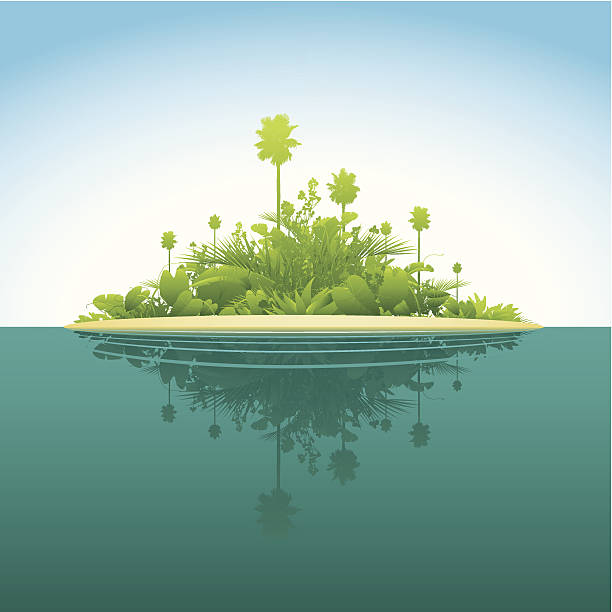 Tropical island Lush simplified tropical island. Global colours are easily modified. desert island stock illustrations