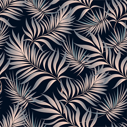 Tropical palm leaves, jungle . Vector floral pattern background.