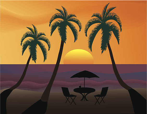 stockillustraties, clipart, cartoons en iconen met tropical sunset - sunset dining