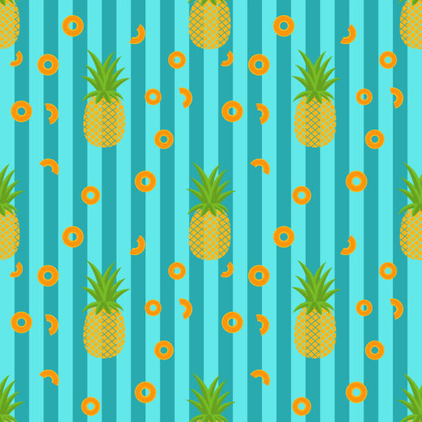 tropischen trendige musterdesign mit ananas - pineapple plantation stock-grafiken, -clipart, -cartoons und -symbole
