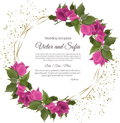 Tropical vector template for wedding invitation