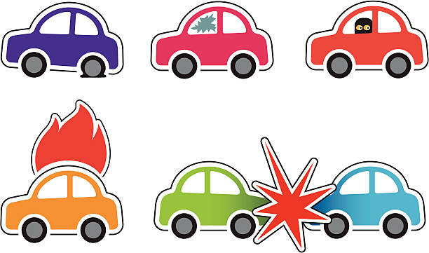 Troubles with a car vector art illustration