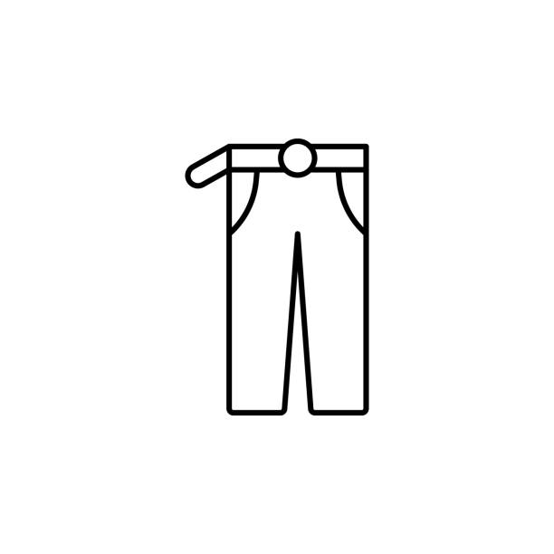 illustrations, cliparts, dessins animés et icônes de icône de pantalon. ligne mince simple, vecteur de contour des icônes d'automne pour ui et ux, site web ou application mobile - chemise en jeans poche