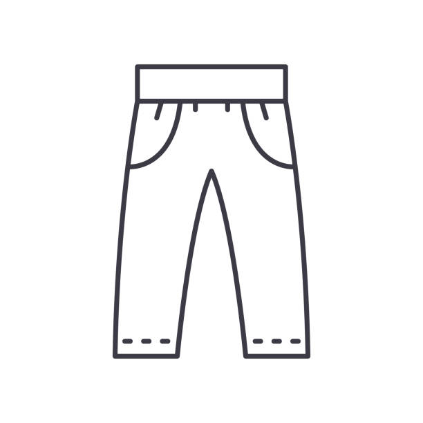 illustrations, cliparts, dessins animés et icônes de icône pantalon, illustration linéaire isolée, vecteur de ligne mince, signe de conception web, symbole de concept de contour avec trait modifiable sur fond blanc. - chemise en jeans poche