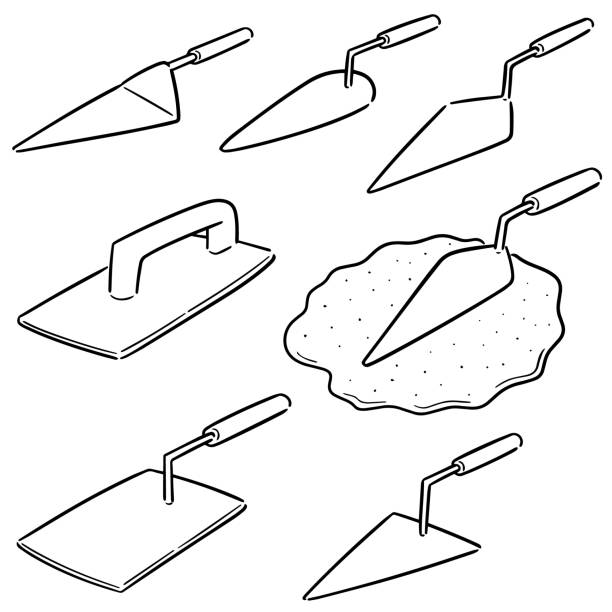 trowel vector set of trowel concrete drawings stock illustrations