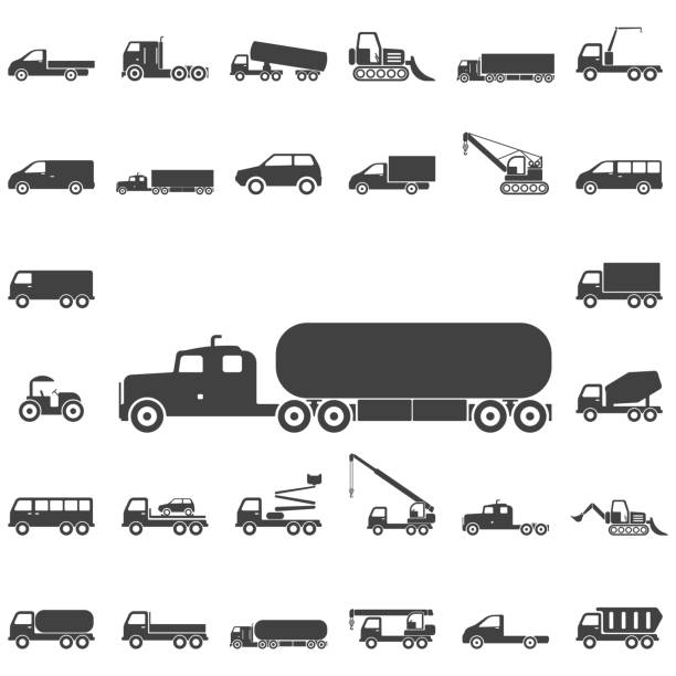 lastwagen-chemische symbol - oil lkw autobahn stock-grafiken, -clipart, -cartoons und -symbole