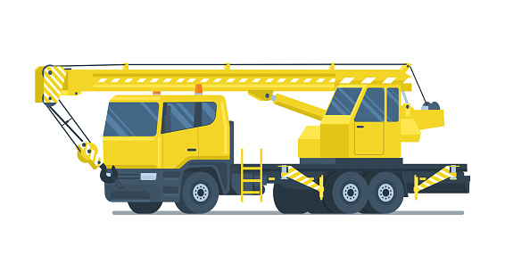 Truck crane isolated. Vector illustration.