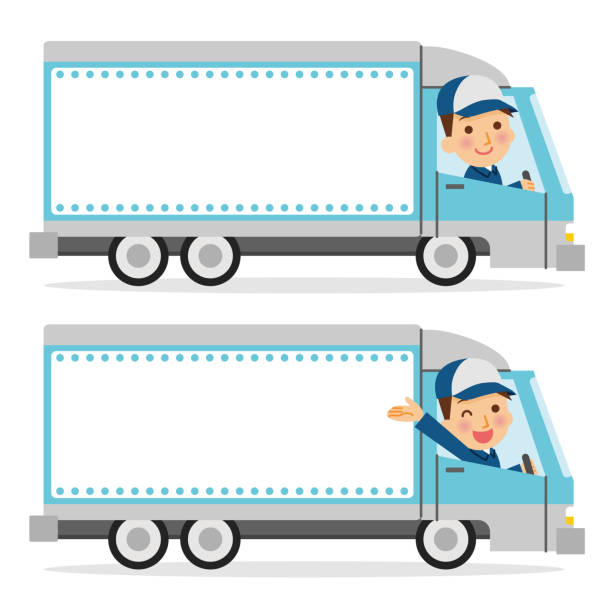 Truck driver and copy space. Truck driver and copy space. truck borders stock illustrations